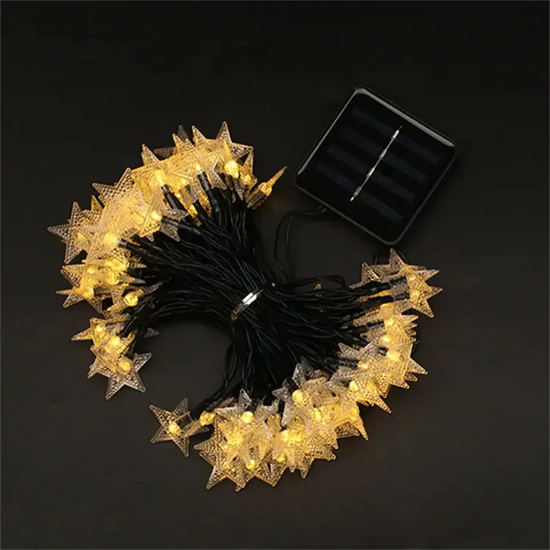 50 LED Solar Star Garlands String Lights Outdoor Fairy Garden Lighting Waterproof for Home Yard Christmas Decor