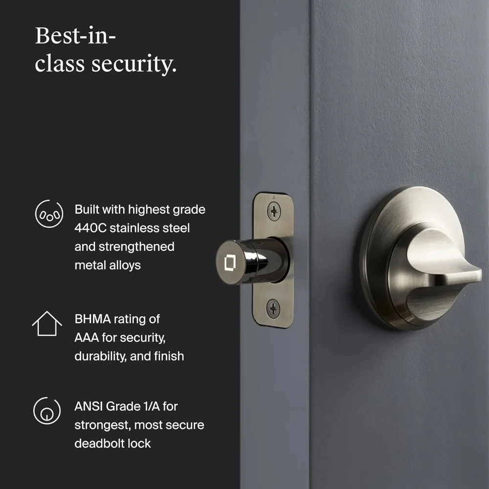 أجهزة الأبواب والأقفال/القفل الذكي، أصغر العالم، الأكثر تقدمًا على موضوع Deadbolt Plus Apple Home Key، أسود غير لامع
