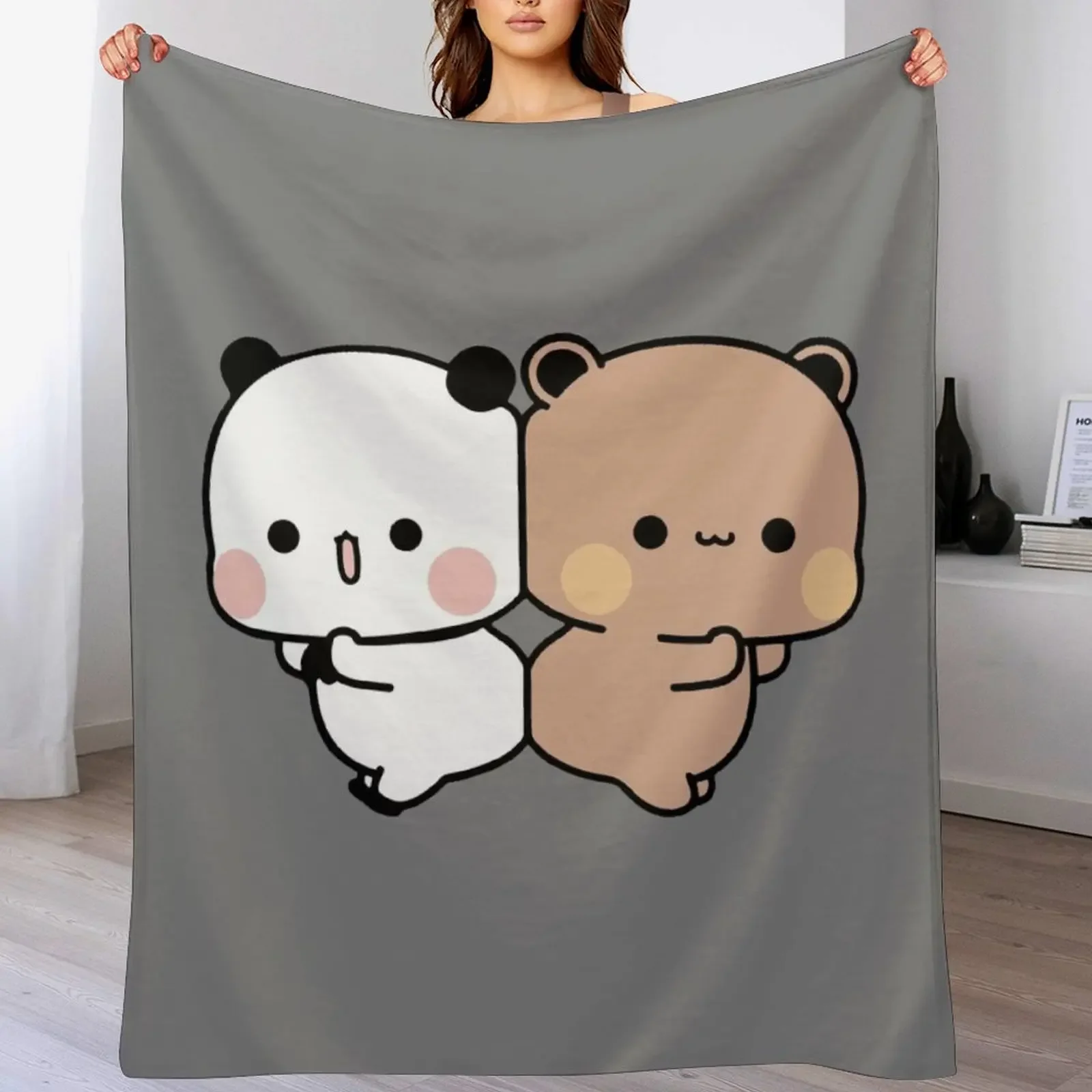 

DuDu Bear and BuBu Panda Cute Couple Throw Blanket Sofa Quilt manga Beautifuls Blankets