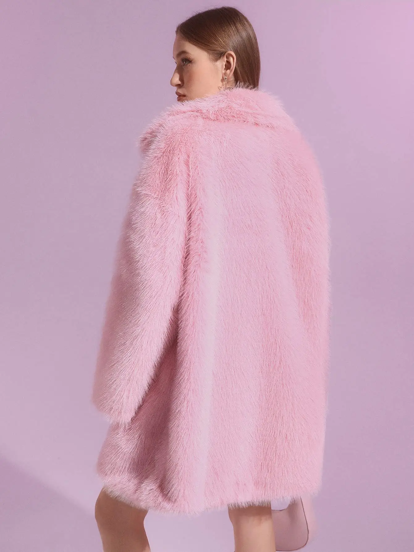 Hot Pink Women\'s Faux Fox Fur Coat Thickened Comfortable Winter Coat High Quality Women\'s Coat