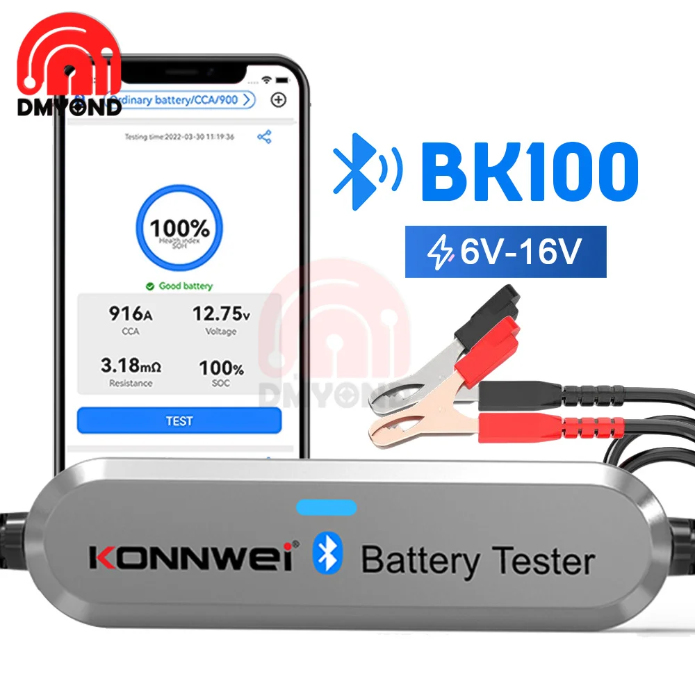 

Battery Tester BK100 Bluetooth 5.0 Automobile Motorcycle Battery Tester 6V 12V Battery Monitor 100 To 2000 CCA Test Tool