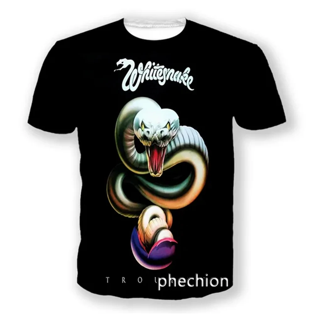 

Футболка Whitesnake Band с 3D принтом Heavy Metal Rock, уличная уличная летняя футболка в стиле хип-хоп с коротким рукавом для мужчин и женщин