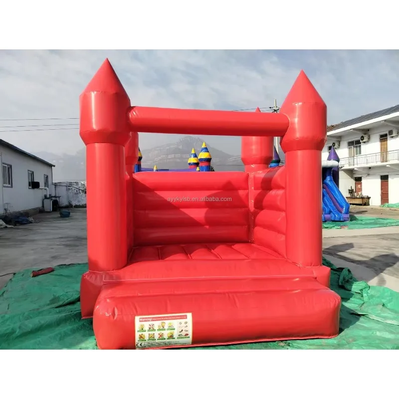 Red PVC inflatable trampoline, household, lawn games, weekend leisure 290x270x225 cm 135 kg for 3 people, easy to install