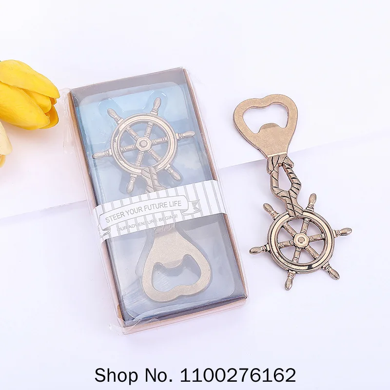 

10pcs Rudder Compass Shape Wine Beer Bottle Opener Metal Openers For Wedding Party Gift Favors