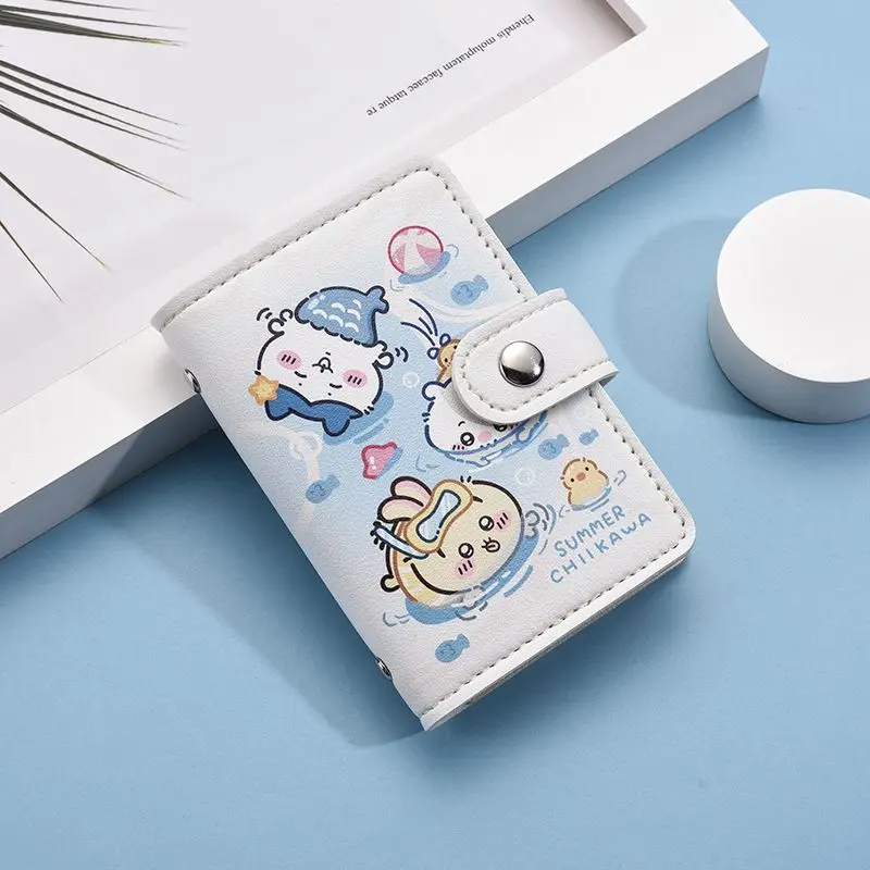 만화 귀여운 치이카와 카드 홀더 우사기 캐릭터 대용량 다중 슬롯 초박형 운전면허증 은행카드 가방 휴대용