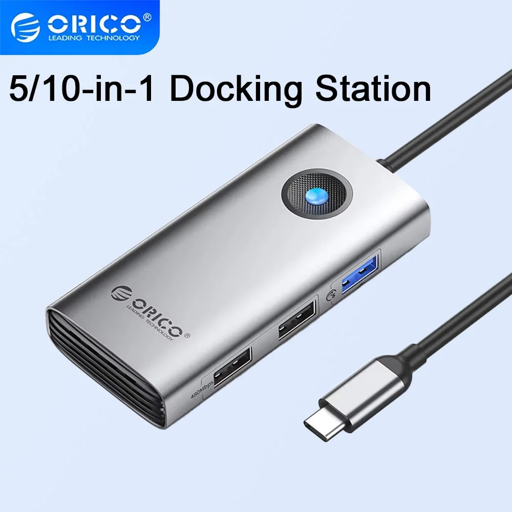 ORICO Docking Station Type C HUB to 4K60Hz HDMI-compatible USB 3.0 Adapter RJ45 PD100W Charge For Macbook Pro Air iPad Pro M1 M2