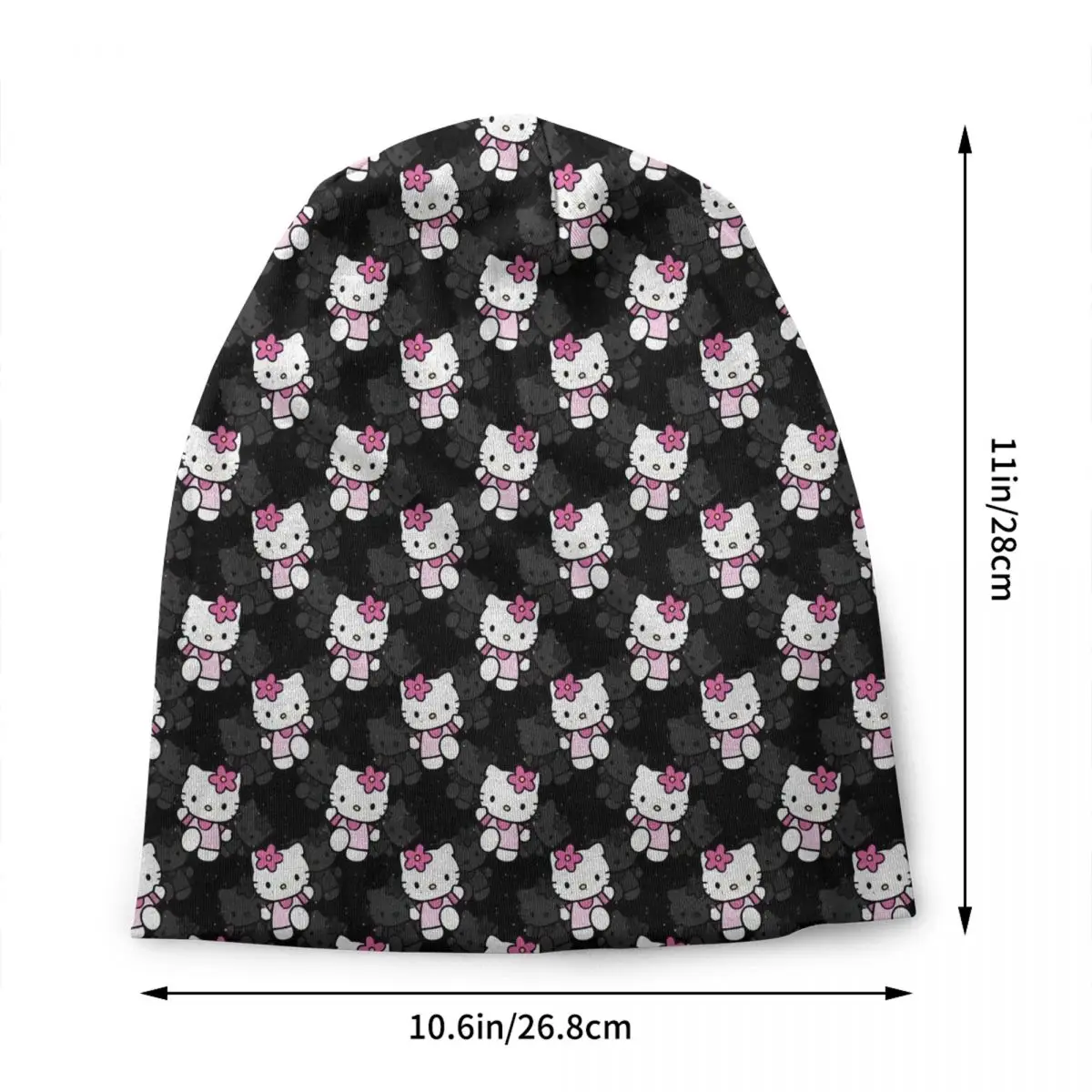 Custom Hello Kitty Cat Manga Skullies Beanies Caps Streetwear Winter Warm Women Men Knitting Hats Unisex Adult Bonnet Hats