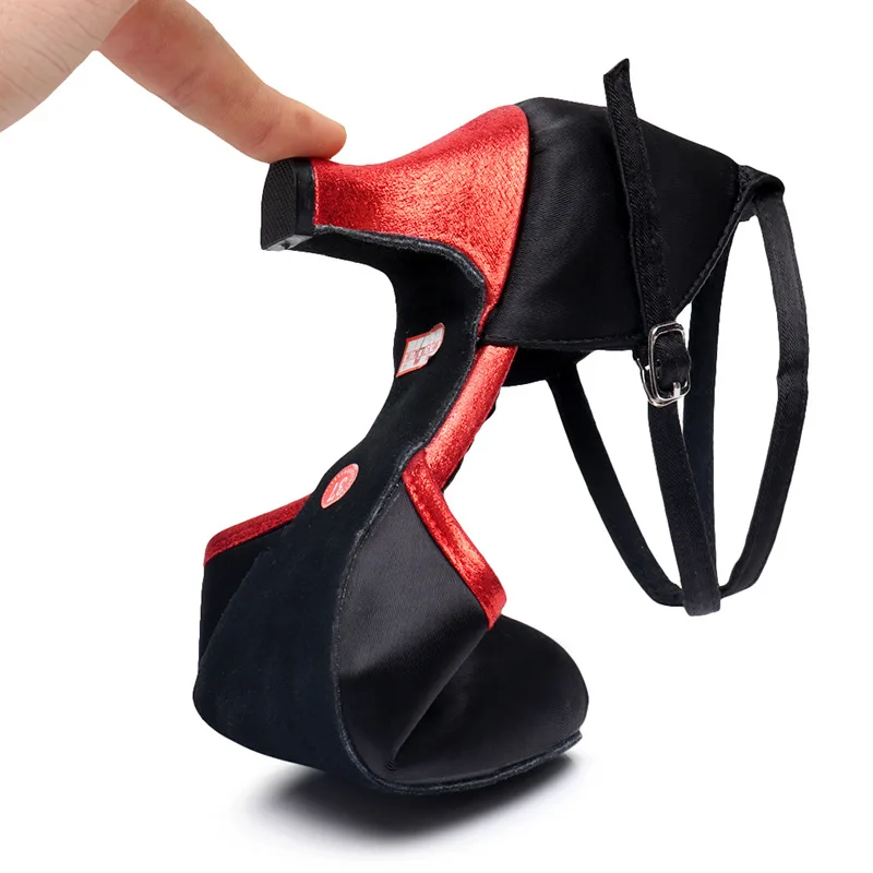 Latin dance shoes women black silk Tango Salsa Jazz Girl Ballroom professional dance shoes for women high heels 5/7cm Tangduoya