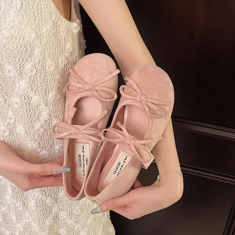 

Vintage Women Fashion Single Shoes Summer Autumn Bow Knot Soft Sole Mary Jane Shoes Round Toe Lightweight Comfortable Flats