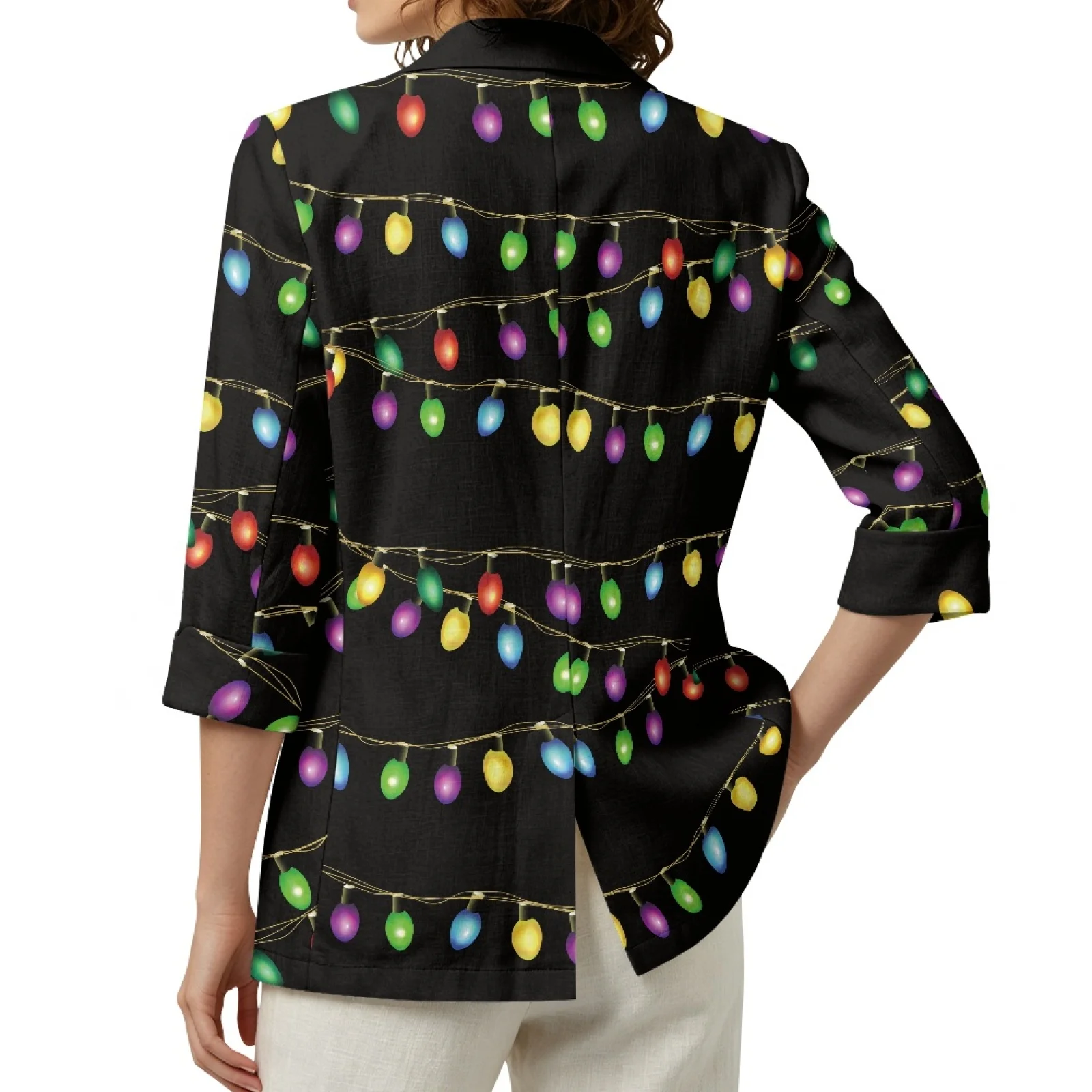 PENSTROLL Coloured Lights Linen Style Open Front Tops Lightweight Daily Shrug for Women S-3XL