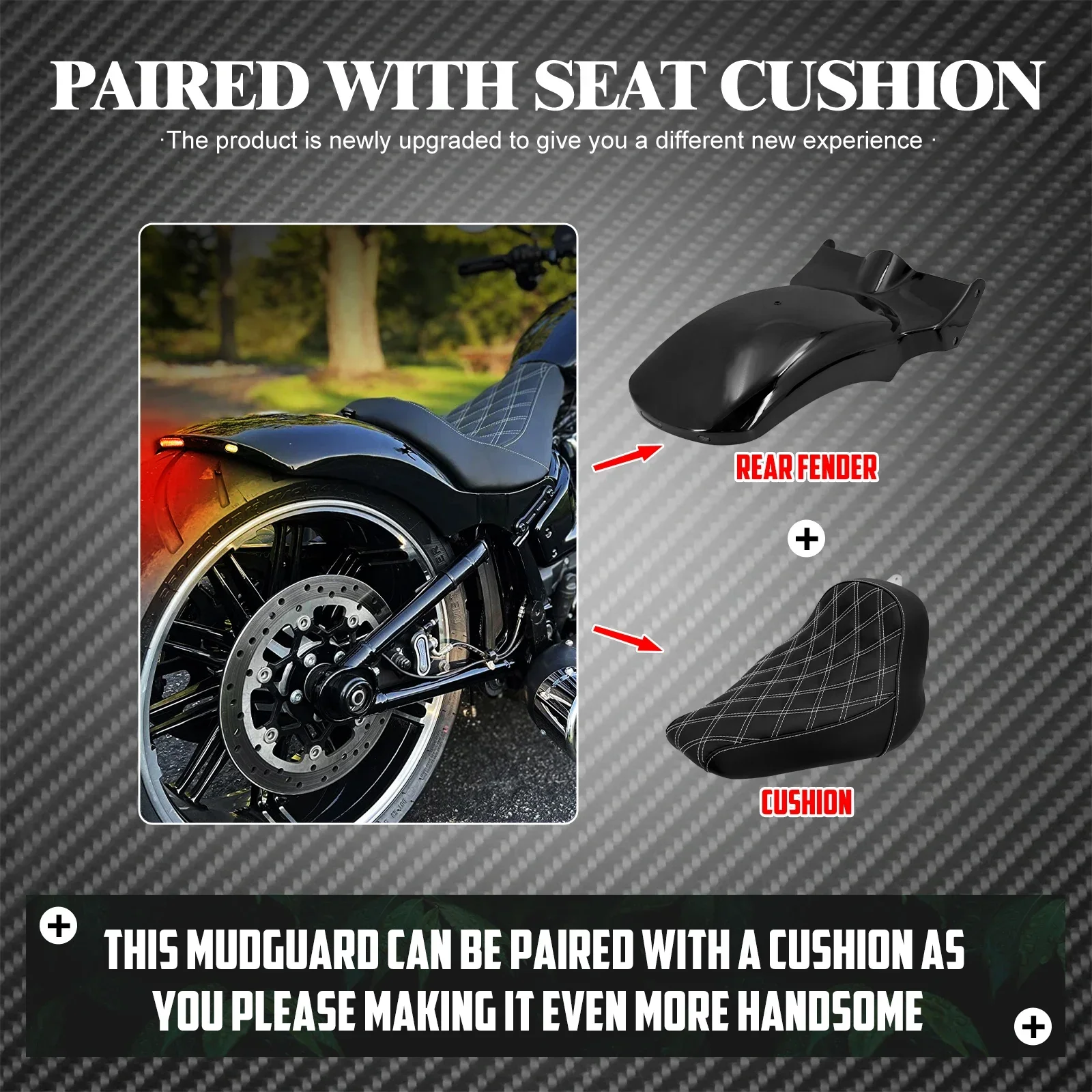 Motorcycle Rear Short Fender Mudguard With Turn Signal LED Driver Seat Solo Cushion For Harley Softail Breakout Fat Boy 18-2023