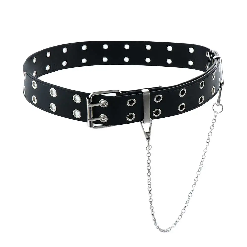 

Fashion Punk Women Men Alloy Double Row Waist Belt Belt Chain Jeans Decorative Leather Belt