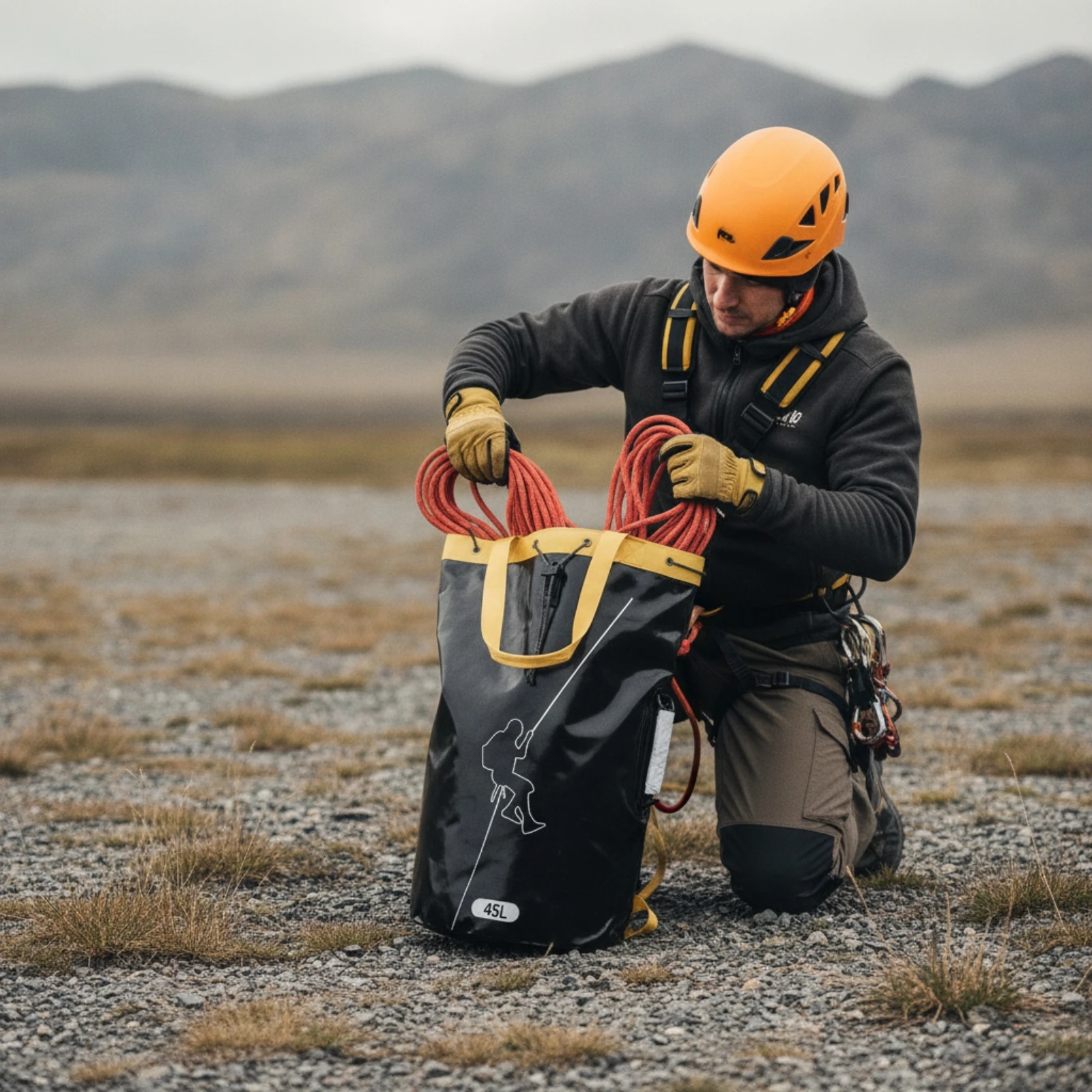 Climbing Rope Bag Large Capacity Rope Storage Bag Mesh Gear Backpack PVC-Coated Ventilated for Climbers, Rappelling, Caving