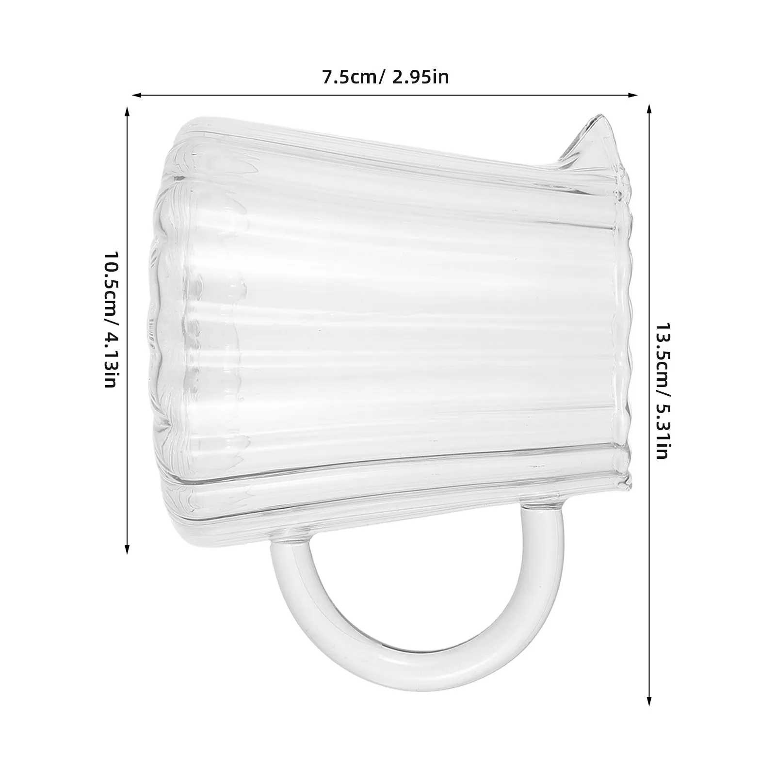Glass Milk Pitcher 17Oz Wave Shaped Creamer Jug Spout Handle Easy Pouring Transparent Glass Serving Pitcher for Coffee Tea Syrup