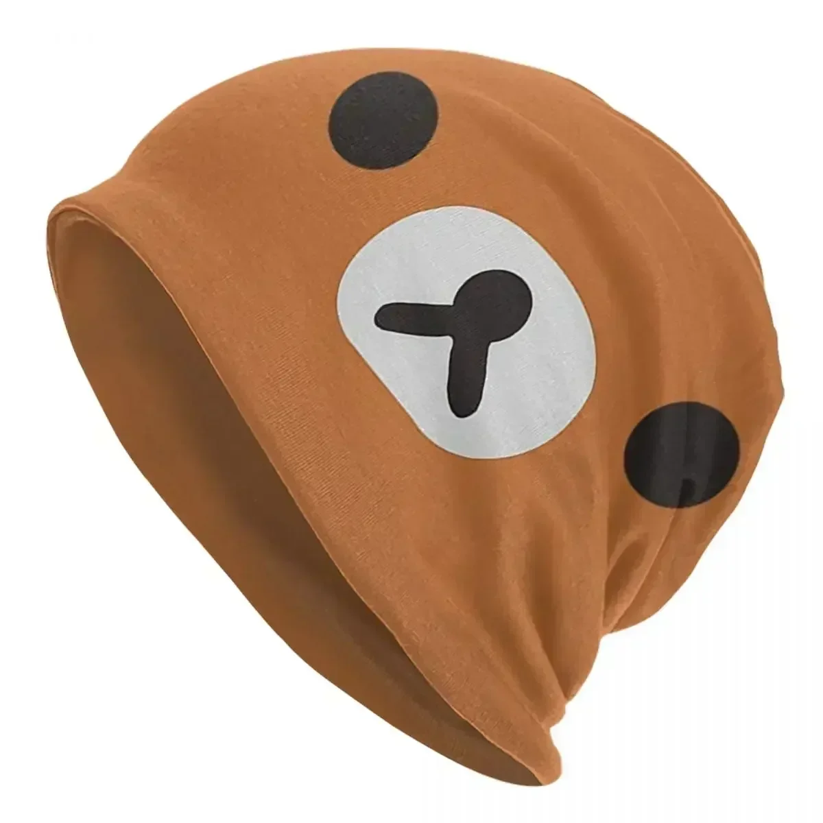 

Rilakkuma Bear Face Skullies Beanies Hats Warm Autumn Winter Outdoor Cap Knitted Bonnet Caps for Unisex Adult