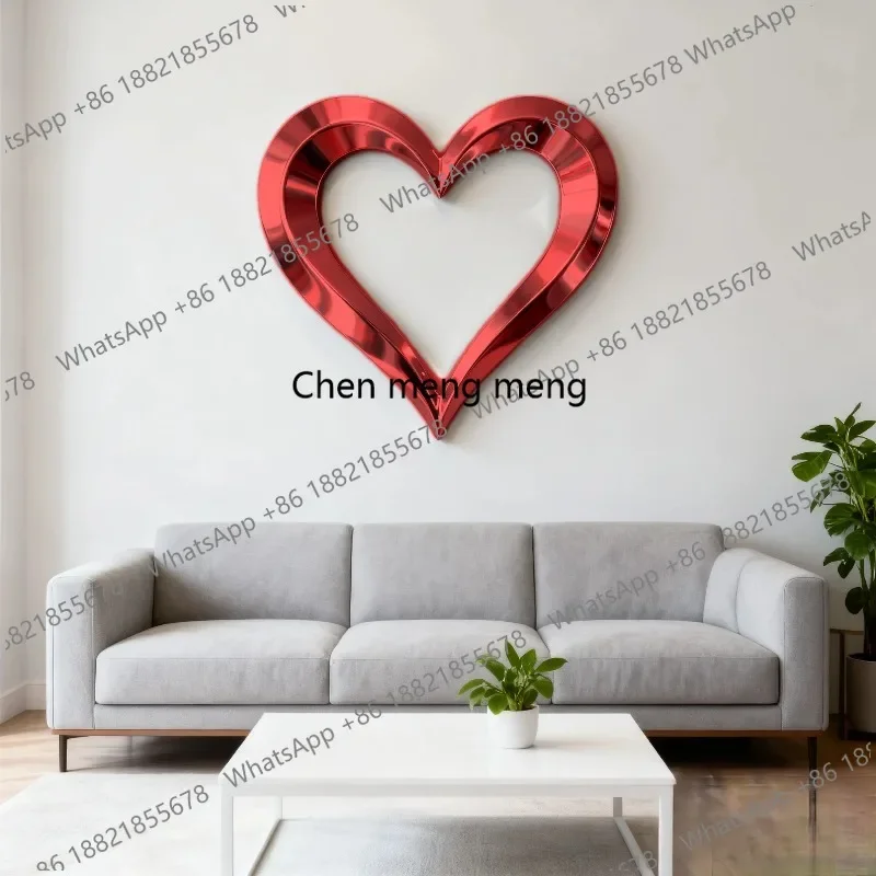 E182 Heart Wall Decoration， Mirror-Finish Metal Art, Elegant Focal Point for Living Room, Bedroom & Contemporary Interiors