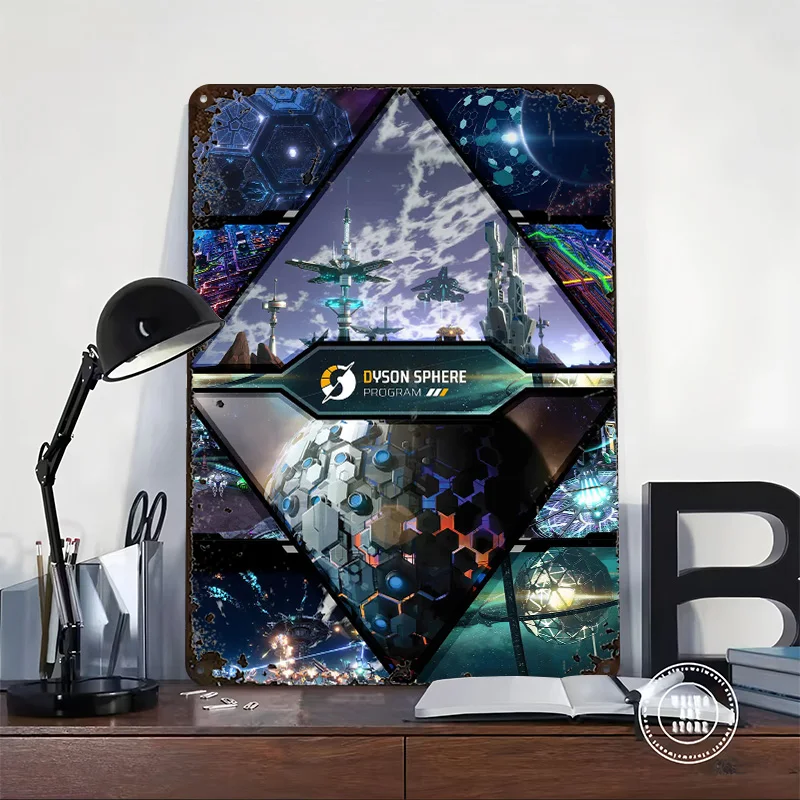 Dyson Sphere Program Game Collage Metal Poster Customized Wall Art Retro Vintage Tinplate Signs for Decor Room Decoration Cozy