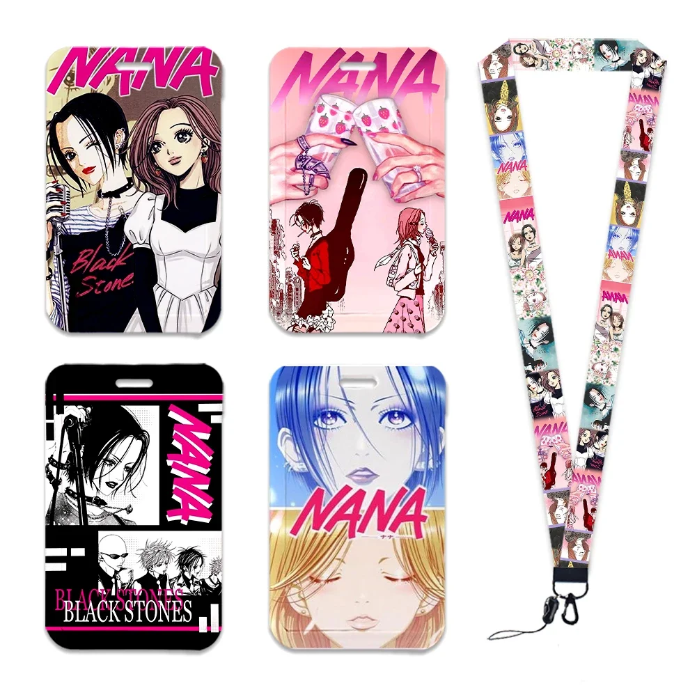 Cartoon Japanese Anime Nana ID Card Holder Badge Work Pass with Lanyard Keychain Nurses Doctors Gift