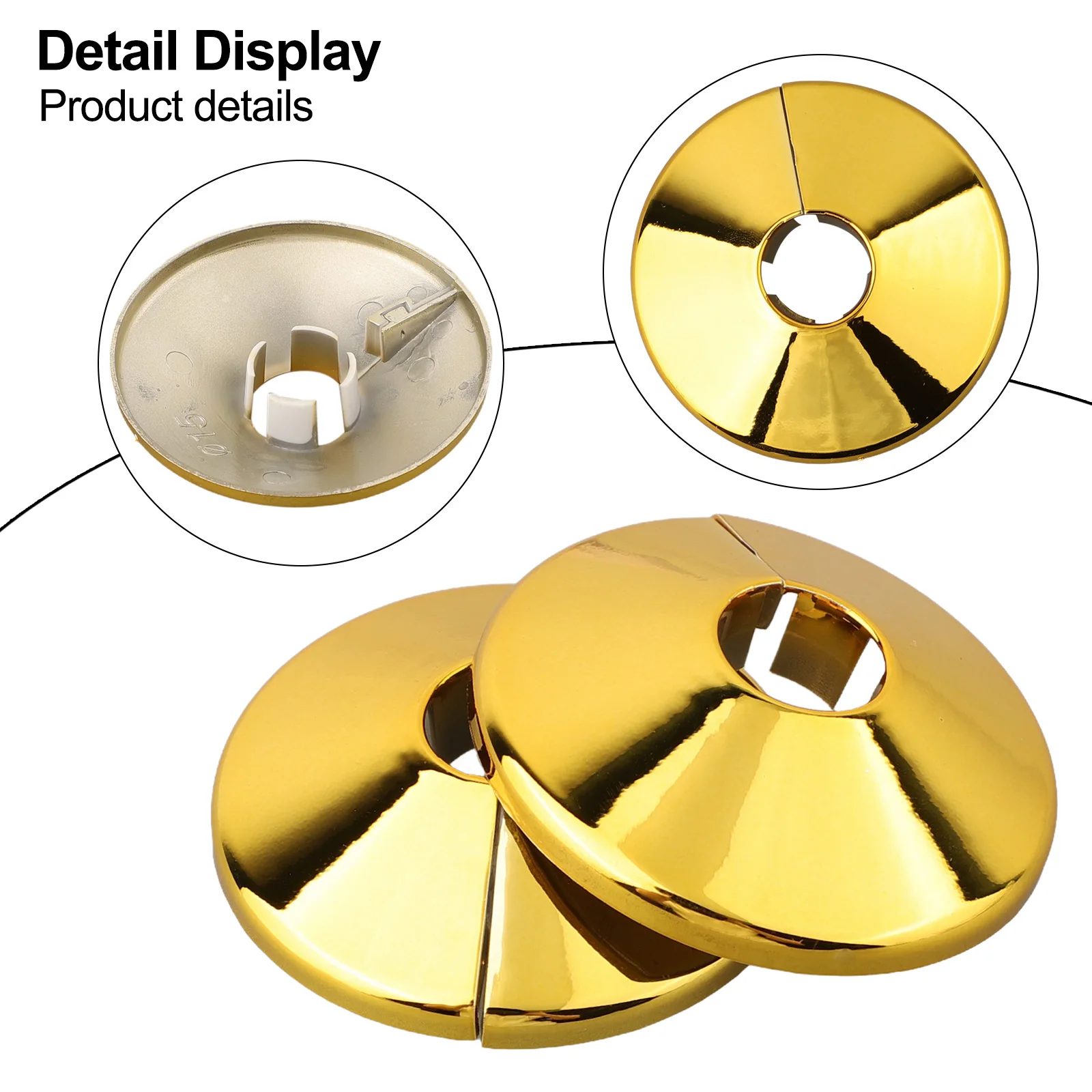 4 Pack Radiator Pipe Collars for 15mm Diameter Pipes Gold Plastic Covers for Radiator Heating Water and Gas Pipes