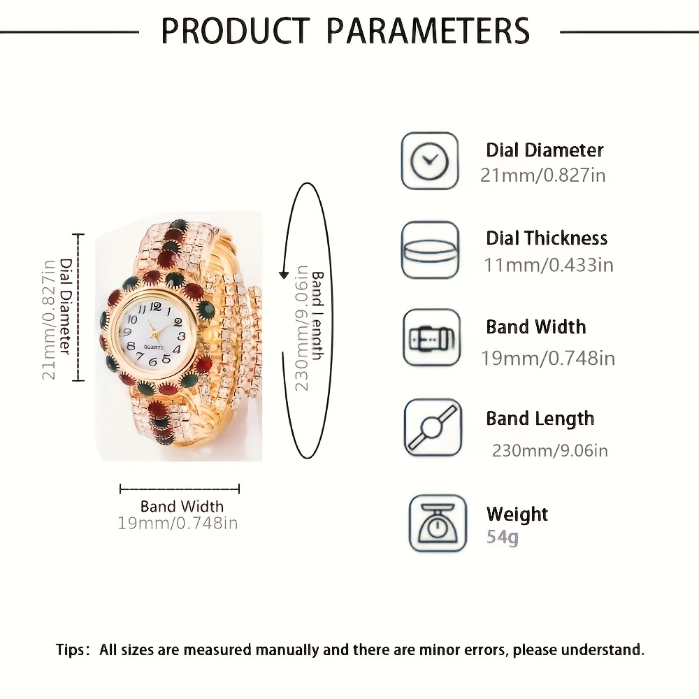 1pc ladies' French elegant double row elastic imitation pearl quartz watch, suitable for daily wear and holiday gifts