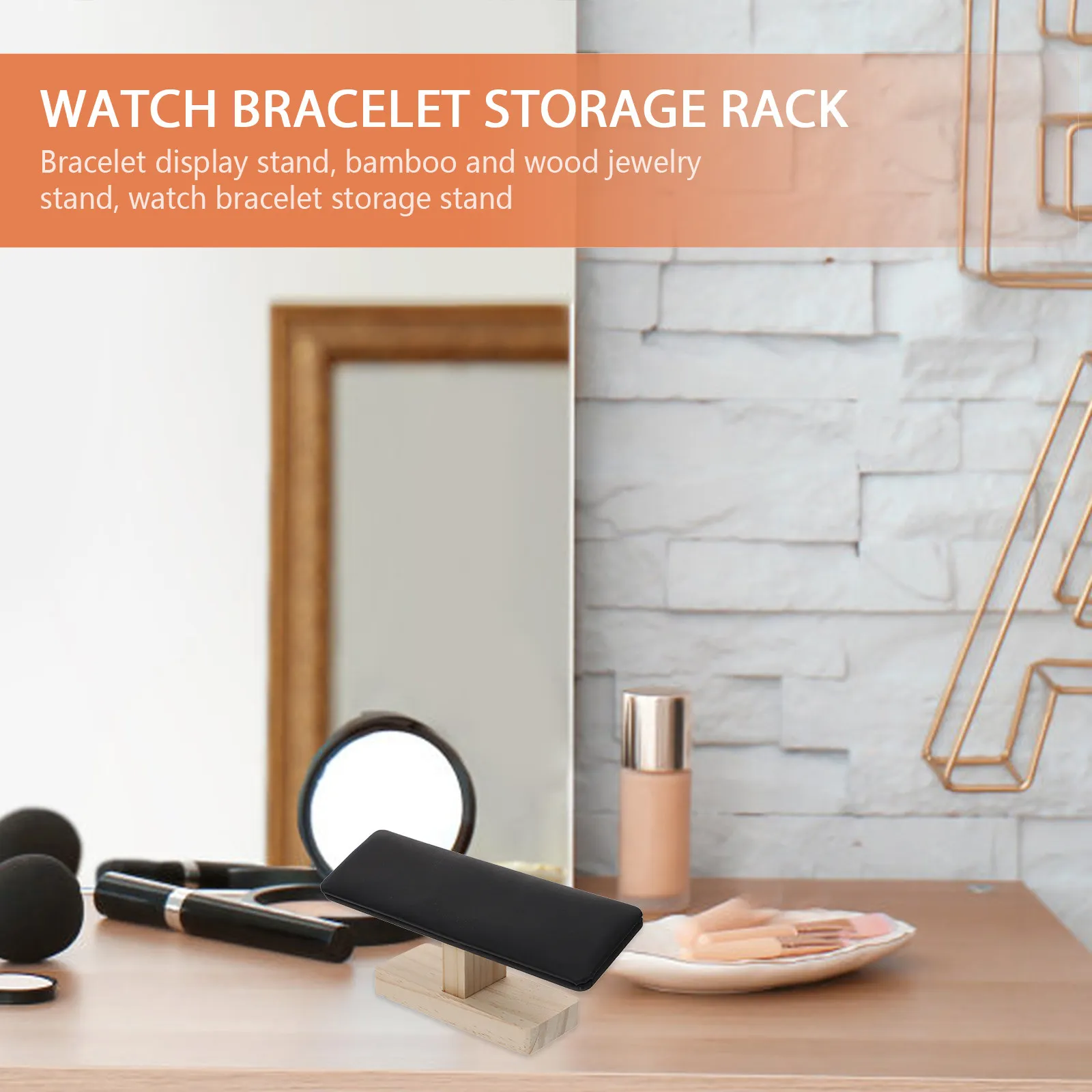 Stylish Bamboo Wood Jewelry Organizer Stand with Accents for Bracelets Watches Necklaces Pendants Display Storage