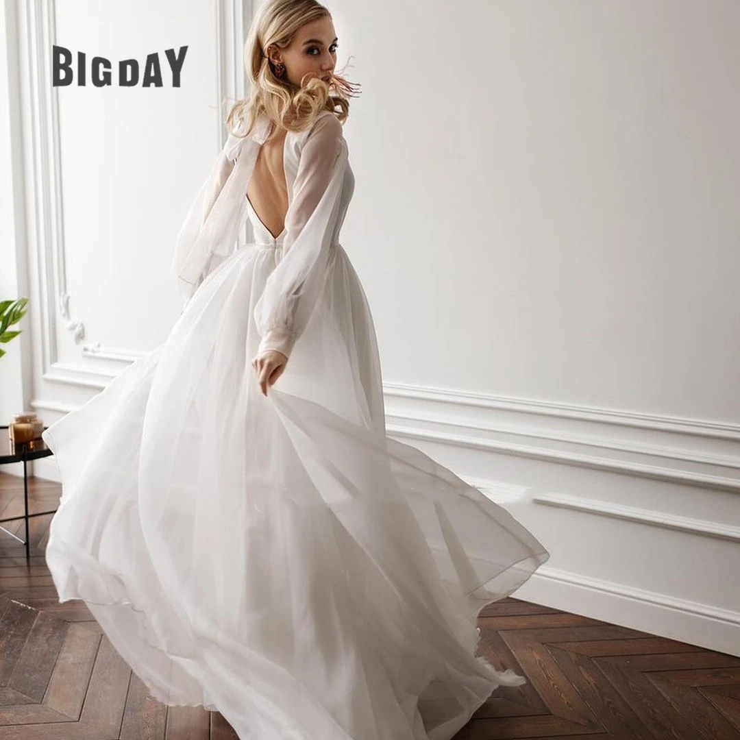 Robe de Mariée BoHo à Dos auxpour Femme, Col Bateau, Manches sulf, Traîne Courte, Quelle que soit la Traîne de Balayage Personnalisée, 2023