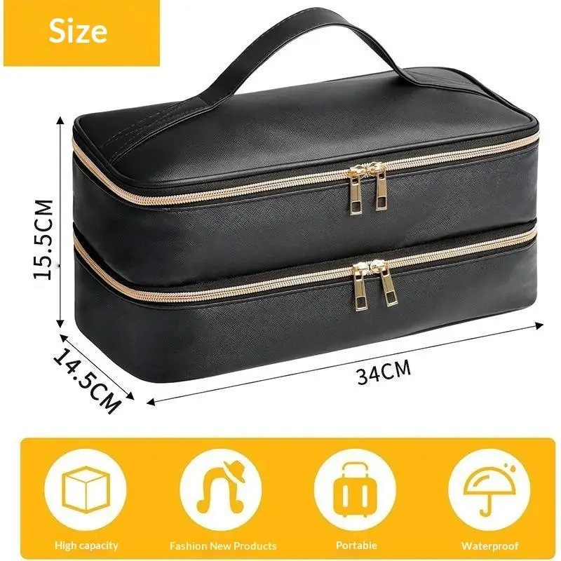Travel Carrying Case For Hair Dryer Double Layer Cosmetics Bag Portable Hair Dryer Storage Organizer Bag With Zipper 6