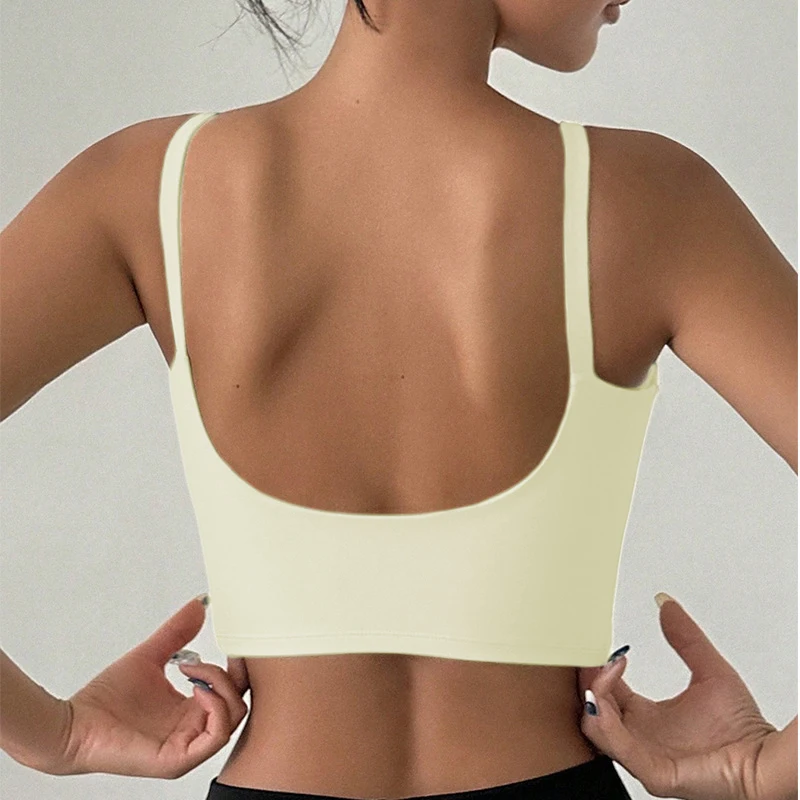Yoga-Unterwäsche für Damen, atmungsaktiv, solides U-förmiges Fitness-Sport-BH-Oberteil mit Brustpolster, für Fitnessstudio, sportlich, eng, Workout, Joggen, Laufweste – Detail 8