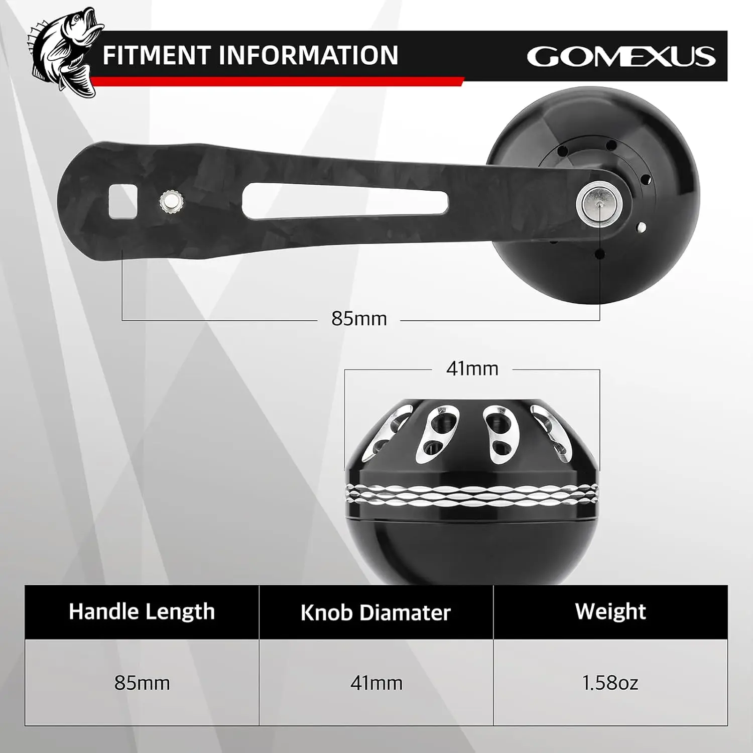 GOMEXUS Power Handle Compatible for Okuma Cold Water Linecounter Trolling Reel Handle 85mm Forged Carbon