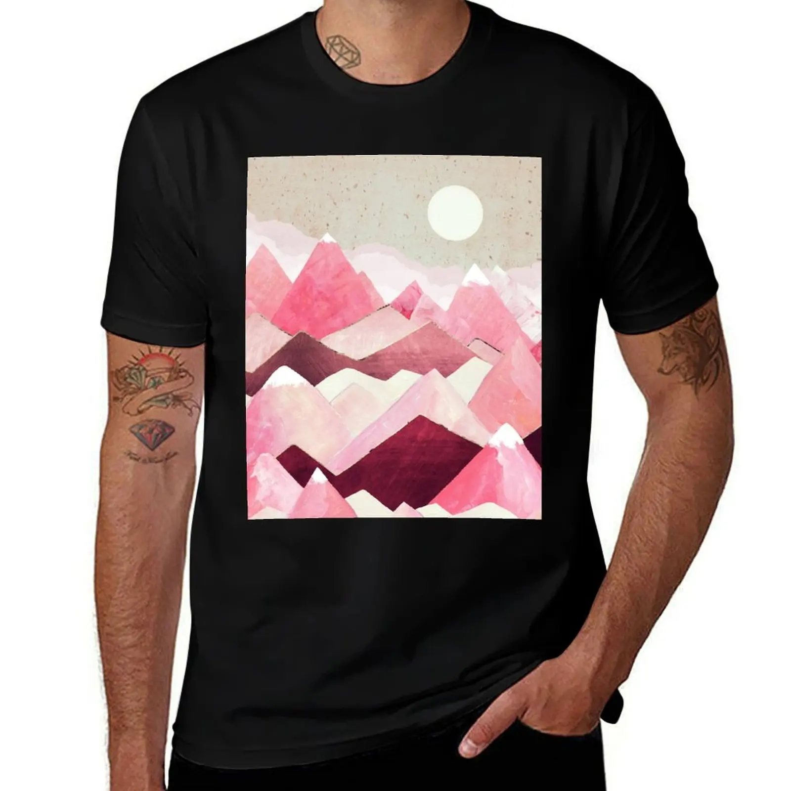 Blush Berry Peaks T-Shirt Anti-Fade Casual Tee Shirt T-Shirt
