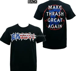 Camiseta Harajuku de manga corta con Logo americano, camiseta de la banda Exodus, Make Thrash Great Again, S, 2Xl