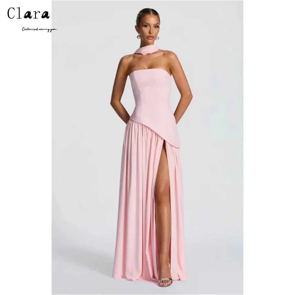 

Clara Custom Pink Tube Top Side Slit Off the Shoulder Elegant Night Dresses 2025 Woman Luxury Evening Dress Long Prom Dress Chic