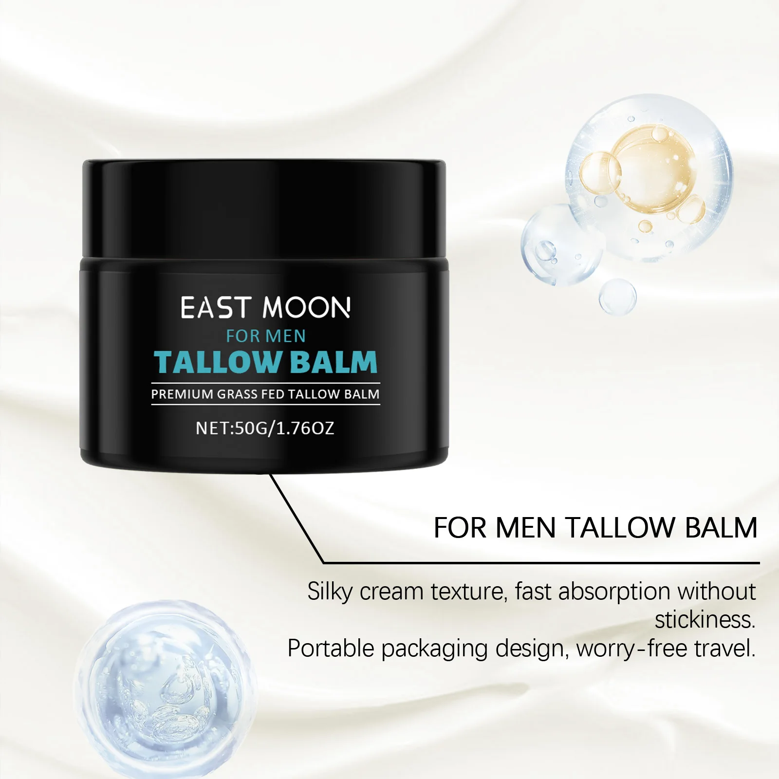 Men's Tallow Balm Diminishes Fine Lines, Firms Skin Gentle Moisturizing & Lock-in Hydration Lightweight, Non-greasy Texture