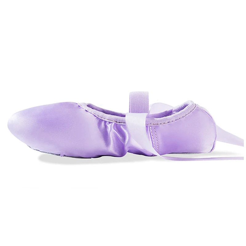 Zapatillas de Ballet para mujer, zapatos de entrenamiento de baile para adultos y niños, suela suave, seda profesional con cinta