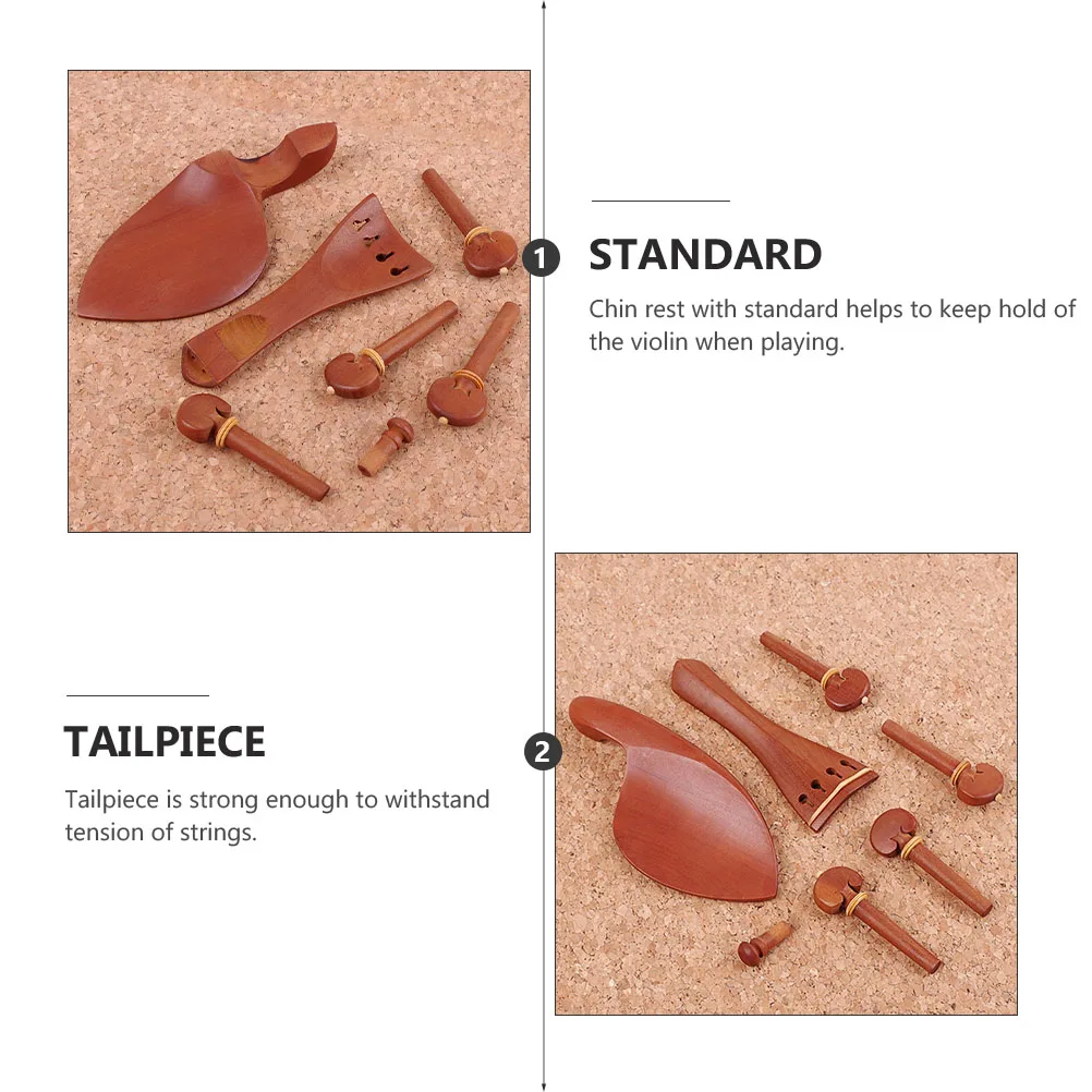 

7 Pcs/set Violin Chin Rest Jujube Wood Peg Wooden Parts Tailpiece Major Accessories