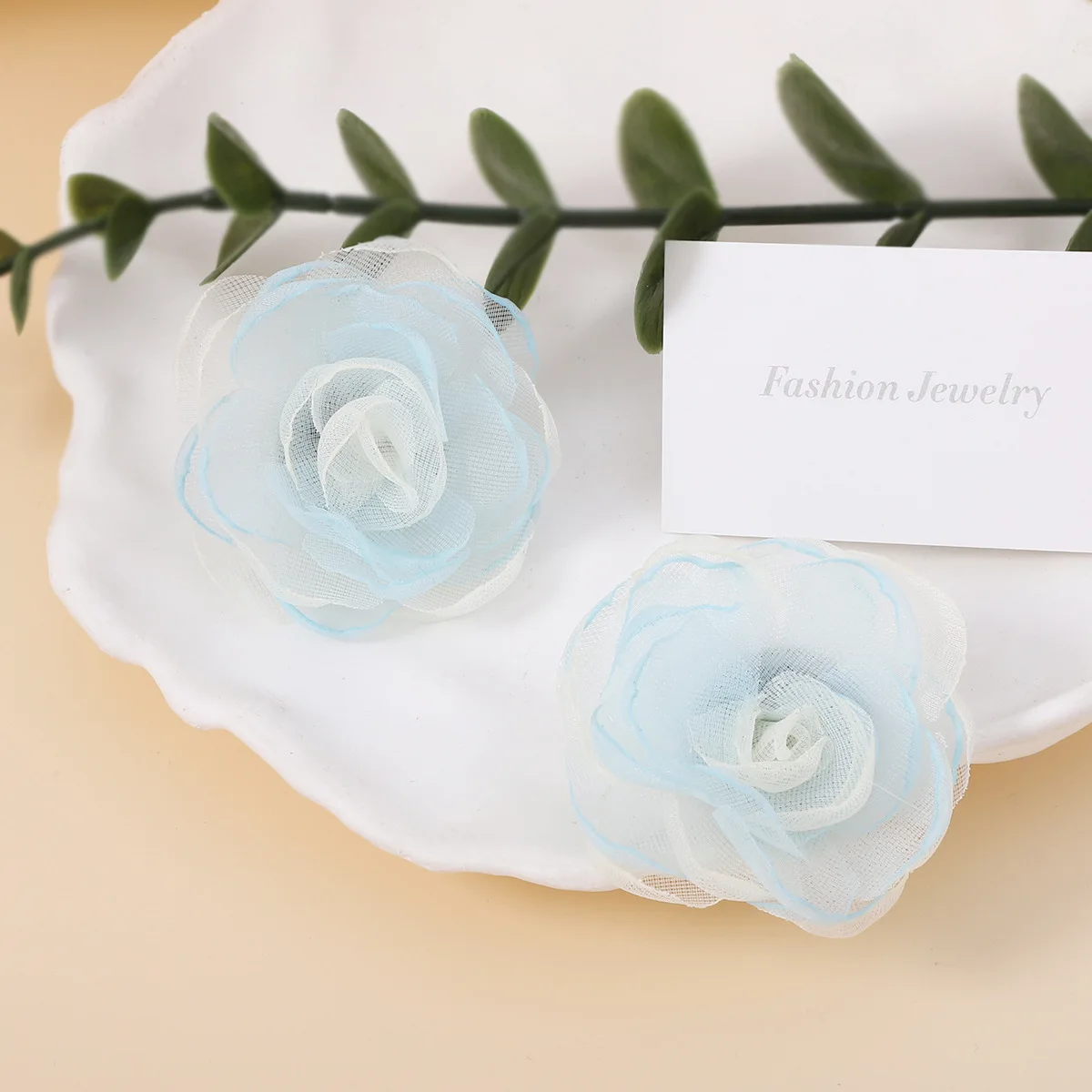Early spring new handmade chiffon flower edge design women's stud earrings niche super fairy fresh and sweet earrings