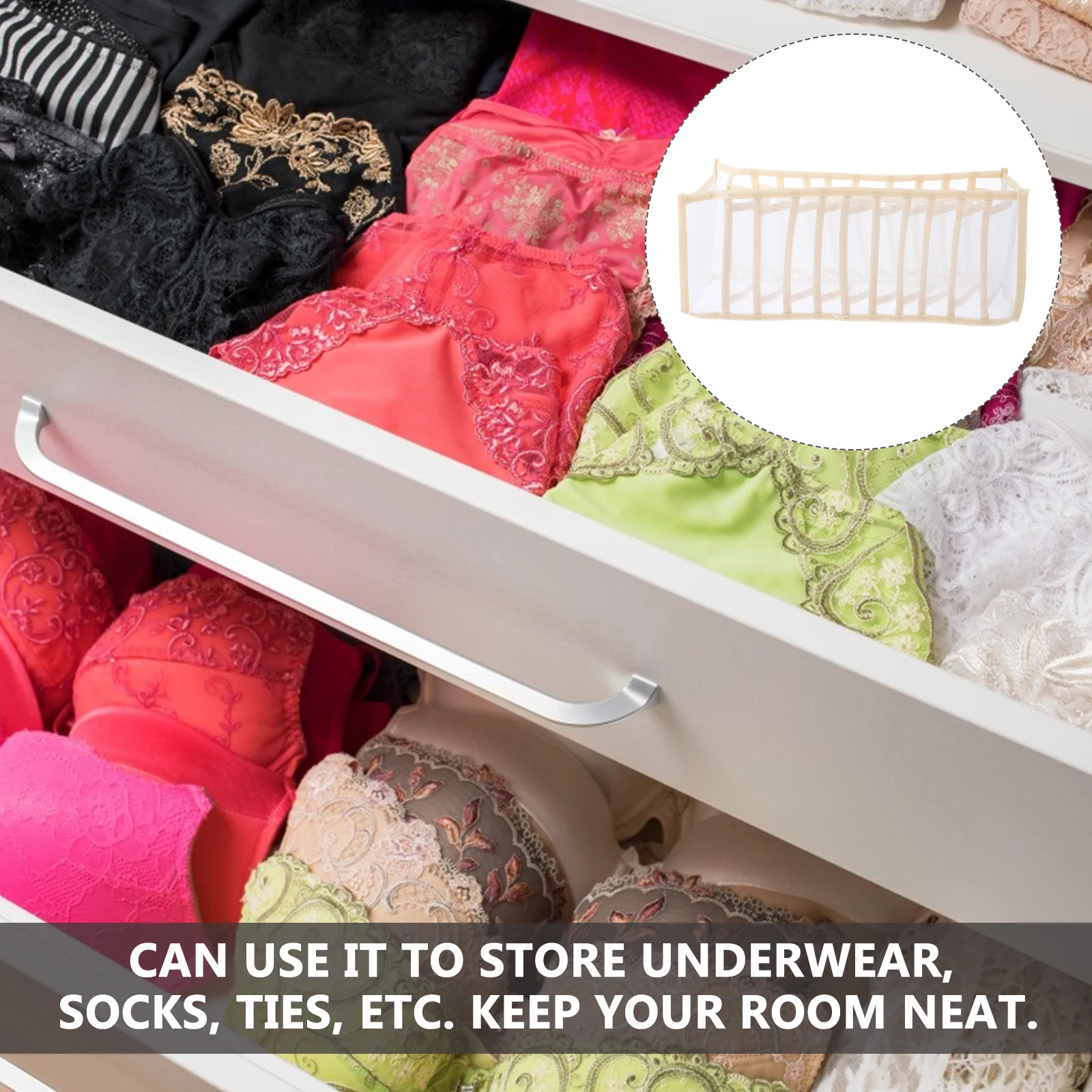 

Nylon Gauze Underwear Socks Storage Box Lingerie Organizer Mesh Tray Dormitory Supplies Long Lasting Multiple Grids