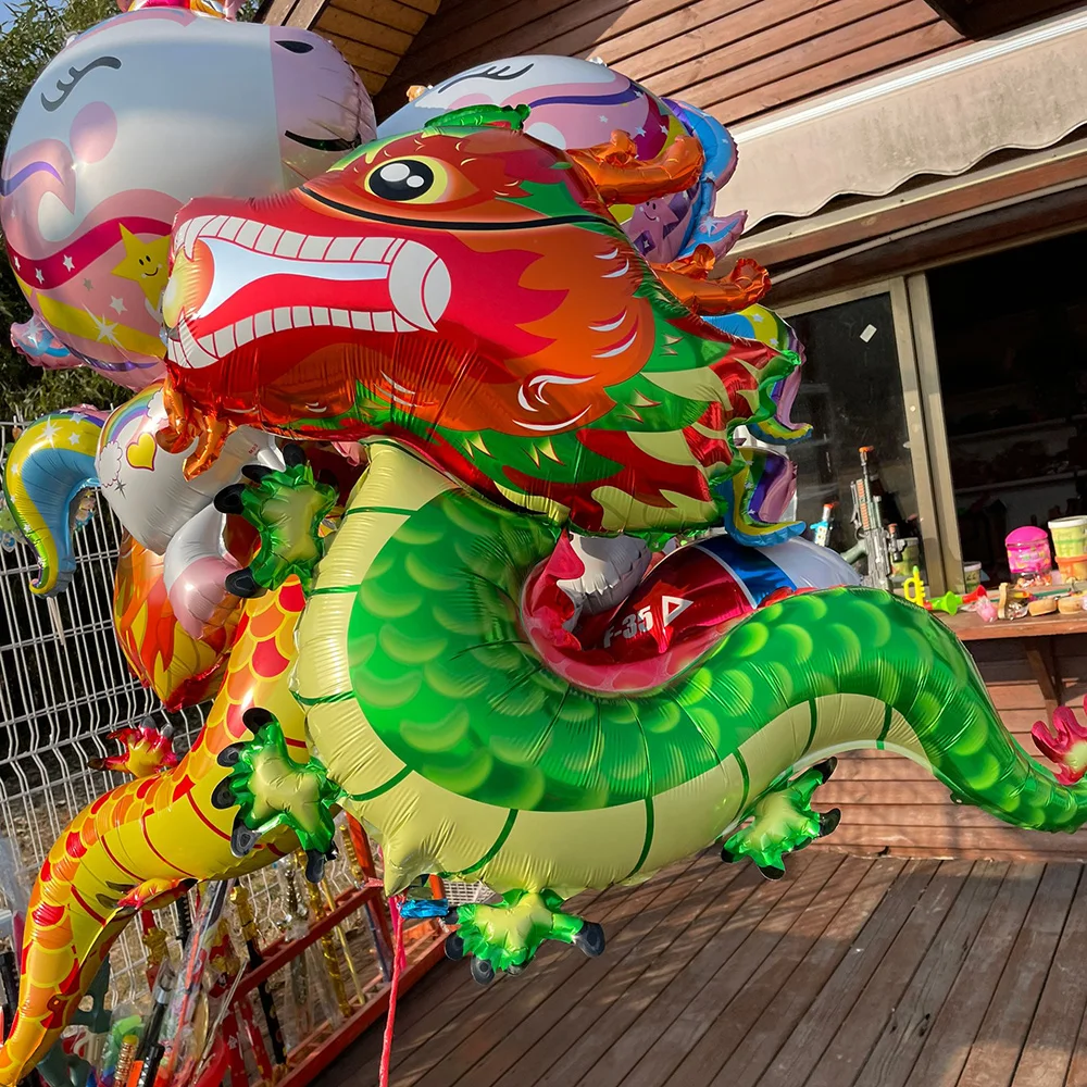 Large Dragon Balloons Chinese Loong Balloons Cute Loong Party Supplies 4 Color Red Blue Pink Green Dragon Birthday Decoration