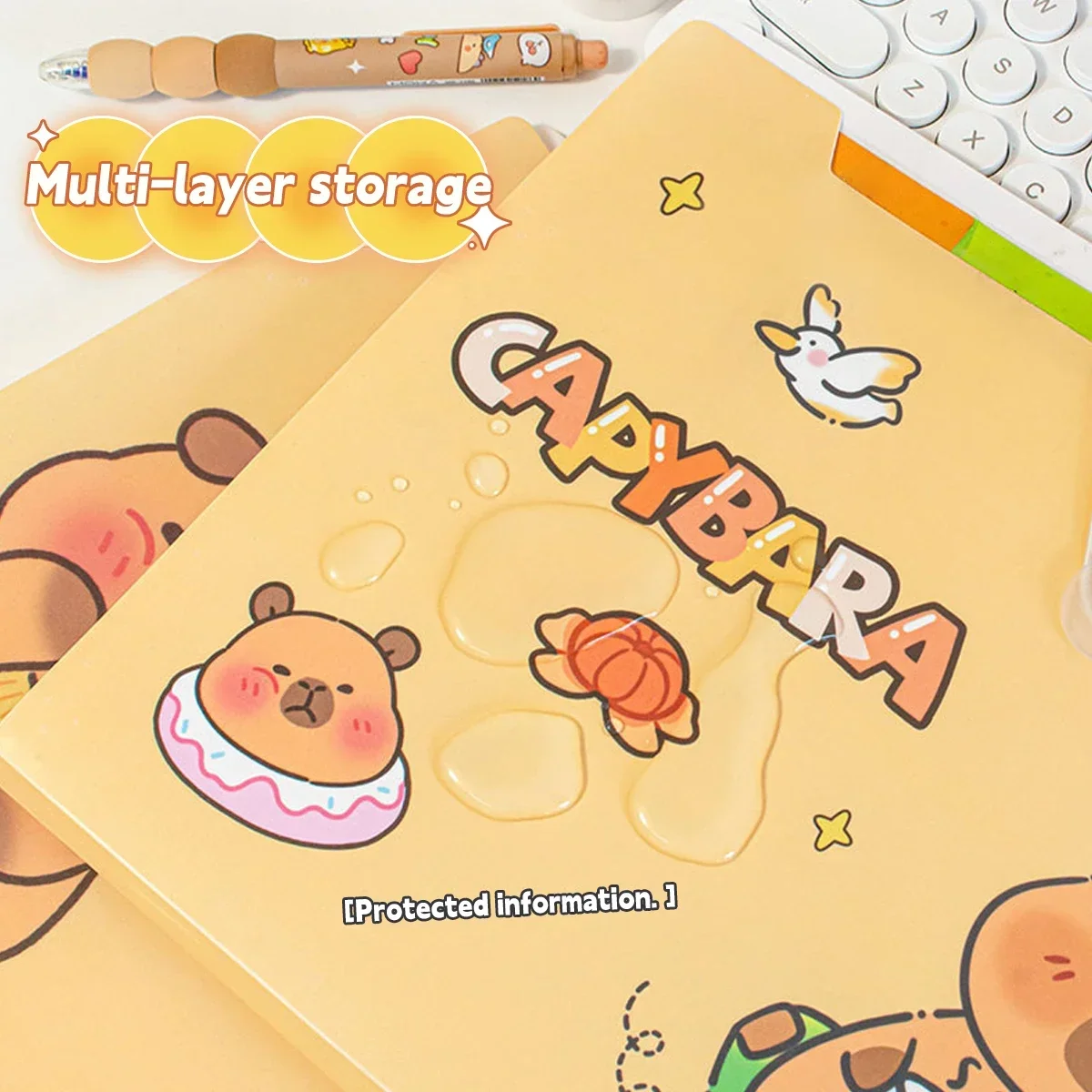 A4 Large Capacity Accordion Bag Data Classification Folder Kawaii Student  School Test Paper Storage Book School Stationery