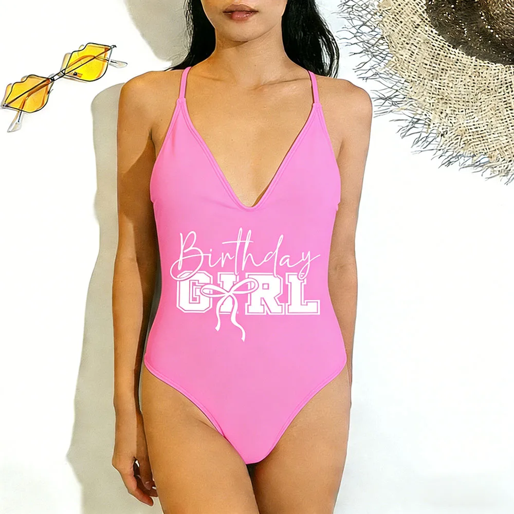 

Сексуальный слитный купальник с подкладкой для женщин, летний пляжный костюм для девичника, наряд для дня рождения