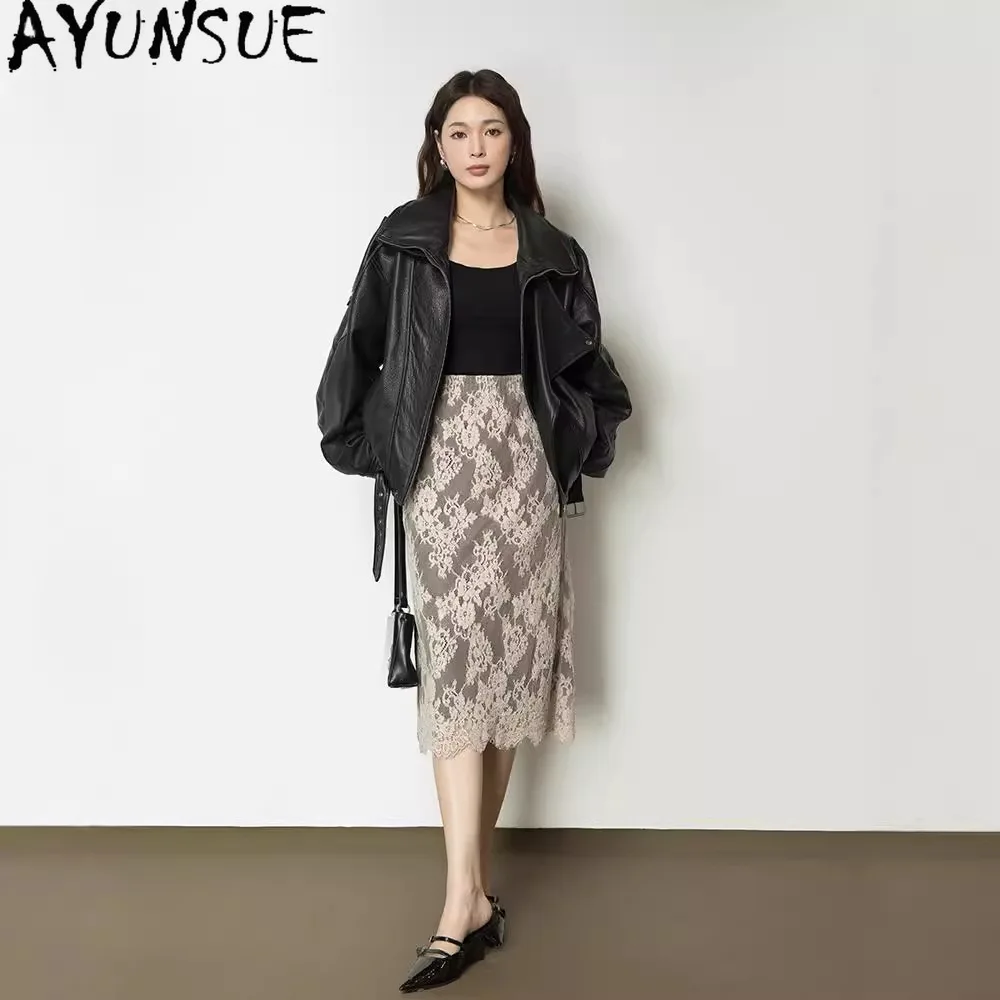AYUNSUE Echt Leren Jas voor Vrouwen 2025, Lente Herfst Kleding Echte Schapenvacht Damesjassen Koreaanse Mode Jaqueta De Couro
