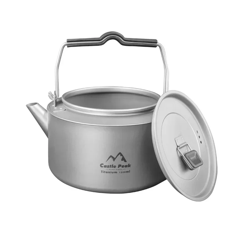 800ml Titanium Tea Pot Kettle Lightweight Camping Tea Kettle Coffee Pot for Home Kitchen and Outdoor Travelling