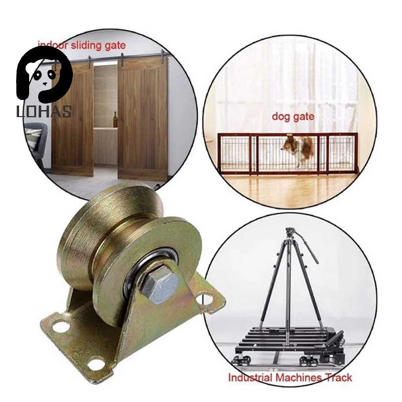 1PC Sliding Door Pulley V U Groove Wheel Heavy Duty Rigid Caster For Inverted Track Sliding Gate Roller Wheel Bearing Rollers