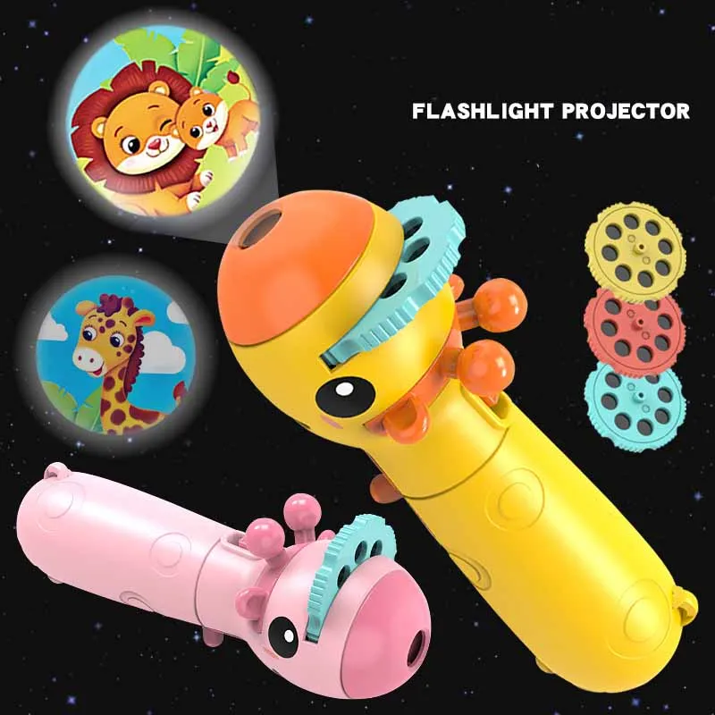 Kids Cartoon Deer Projection Flashlight Toy Children's Puzzle Toys Creative Children's Bedtime Projection Light-emitting Toys