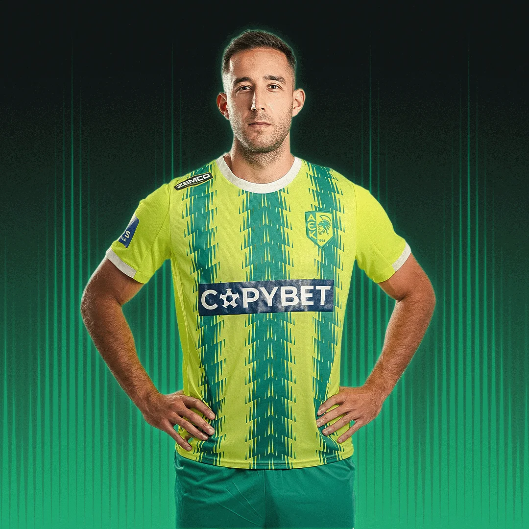 

25-26 AEK Larnaca home football jersey match training kit Summer Sports Men's T-Shirt Kid's Clothes Woman Surfing T-shirt ﻿ ﻿