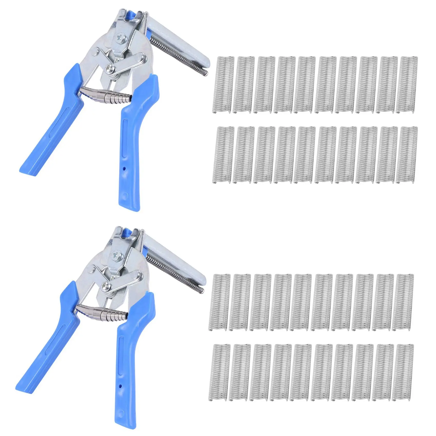 AC23-2Pc Hog Ring Plier Tool And 600Pcs M Clips Chicken Mesh Cage Wire Fencing Crimping Solder Joint