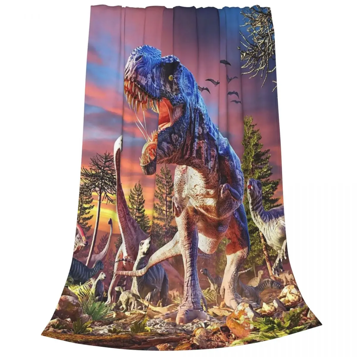 T-Rex_Attack Blanket Fleece Warm Sofa Throw Blankets For Home Bedroom Outdoor Throws Bedspread Quilt