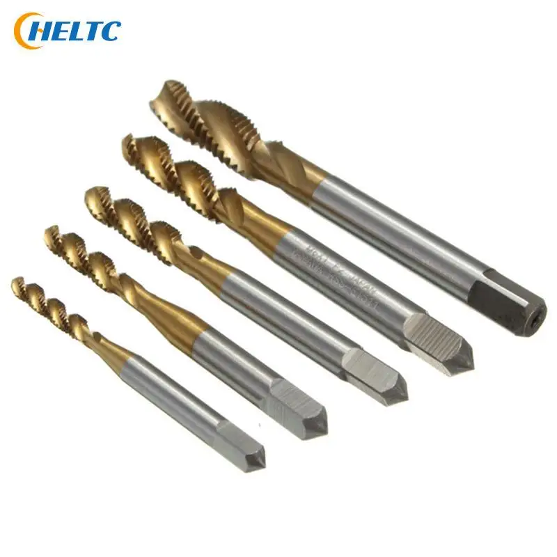 1PCS Titanium Coated Metric Hss Spiral Fluted Machine Screw Tap M3 M4 M5 M6 M8 Spiral Pointed Taps Tapping Thread Forming Tap