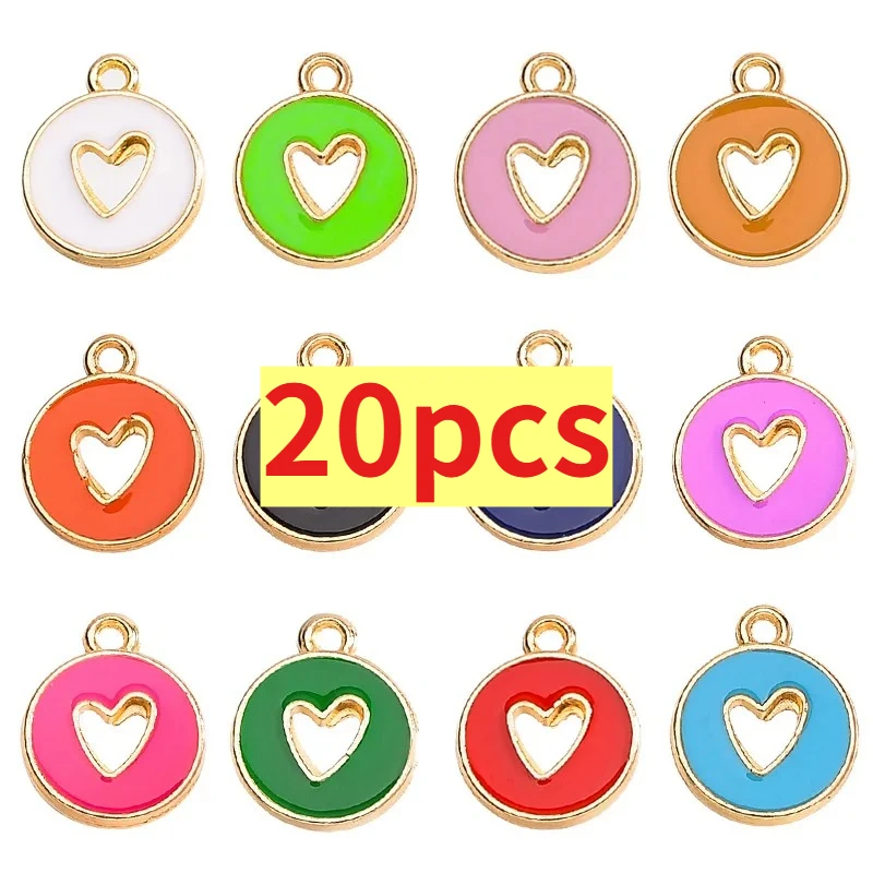 

WZNB 20pcs Oil Dripping Love Charms Alloy Peach Heart Tag Pendant for Jewelry Making Earrings Bracelets Decorative Pendants