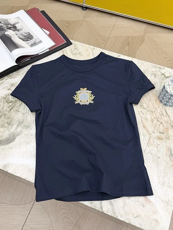 Casual round Neck Short Sleeve T-Shirt Women Loose Print Design Unique Simple Versatile Trendy Top for Young Women